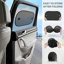 2Pcs 19.68''x11.81'' Universal Car Window Sun Shade, Premium High Density Breathable Mesh Fabric Sun Visor, Strong Suction Cups Easy Install Stable Fix Design, Effective Sun Light Block & UV Protection Heat Insulation, Anti Glare Protect Skin & Car Interior From Sun Exposure, Lightweight Portable Foldable Space Saving Auto Window Cover - Multicolor - View 6