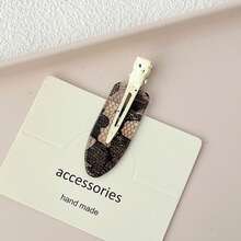 4个复古黑白蕾丝亚克力发夹，时尚迷人优雅的女士亚克力发夹 - 黑與白 - 查看 5