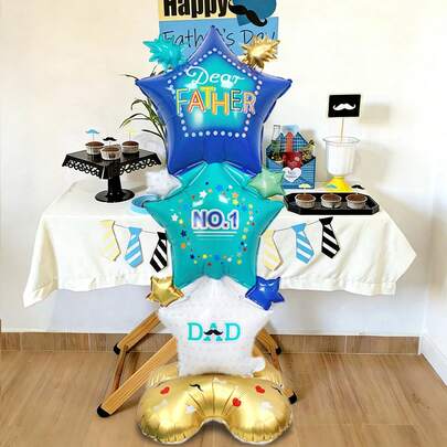 1pc Father's Day Large Base Star Balloon, Suitable For Father's Day Party, Father's Day Decoration, Dad's Birthday, Father's Day Gift, Indoor & Outdoor Father's Day Decor, Photo Prop