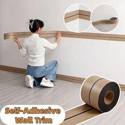 1 Rollo de 8cm x 3m Cenefa decorativa autoadhesiva, fácil de aplicar y pelar, adecuada para techo, esquina, pared, cenefa decorativa de PVC para instalación DIY