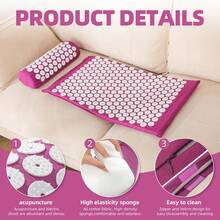 Bộ ba thảm massage châm cứu và cứu ngải màu tím, thảm massage bấm huyệt yoga, thích hợp sử dụng tại nhà, cắm trại, du lịch, bộ thảm châm cứu, thảm massage châm cứu, bộ thảm châm cứu xốp sen. - Màu tím - Xem 2