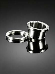 1个316不锈钢圆形耳扩 - DIY人体穿刺饰品，低过敏性耳廓扩张器，适合女性，夏季节日及日常佩戴 - 銀色 - 查看 3