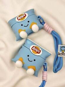 Cute Blue Potato Chip Style  Case Compatible With  1 2 3 4 Pro 2022 2023 Wireless Earbuds Accessories - 藍色 - 查看 4