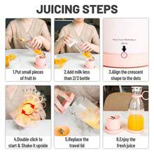 Portable Blender,Fashion Portable Blender For Shakes And Smoothies 11.8 Oz, USB Fast Charging Mini Mixer Bottle,Take It For Traveling, Outdoor, Gym, Office, Cars, Gift - Hồng - Xem 6