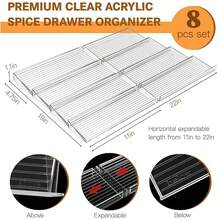 4pcs/8pcs Acrylic Spice Rack, Spice Organizer Suitable For Drawers, Multi-Purpose Spice Jar Rack For Kitchen Countertop, Expandable Tilted Spice Tray, Fits Cabinets, Drawers, Makeup Organizer - Space Saving - Multicolor - View 12