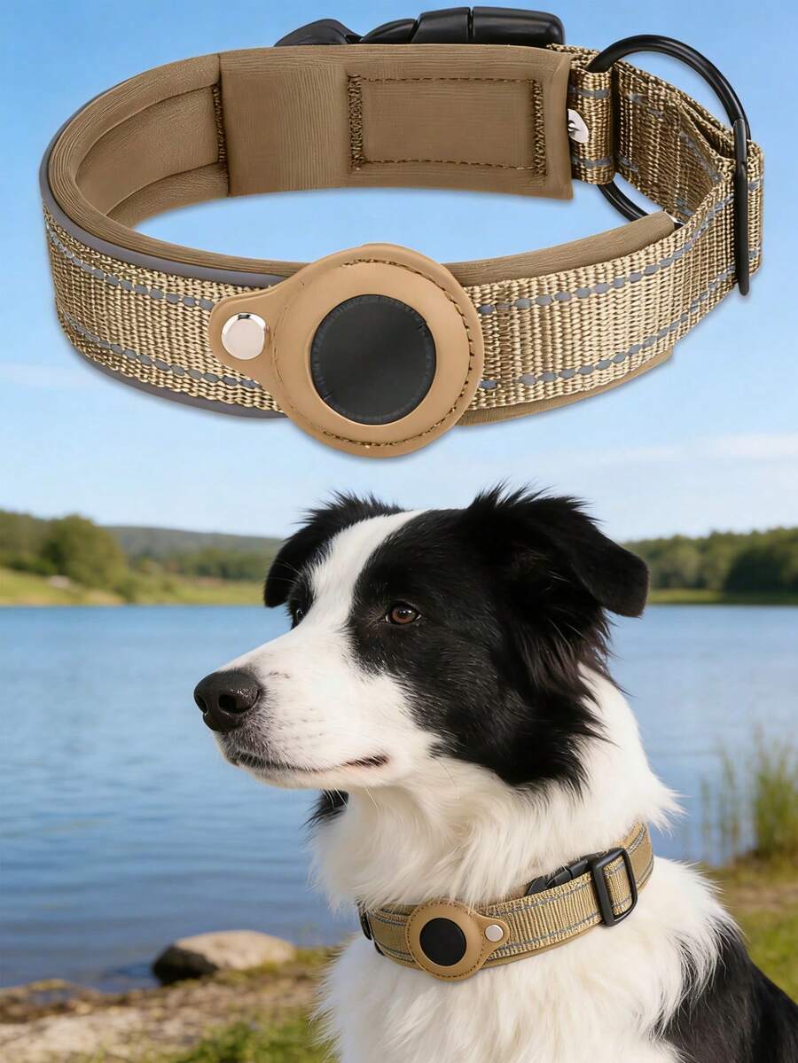 Pet Collar, Anti-Lost GPS Tracking Dog Collar, Reflective Nylon Adjustable Pet Collar With Airtag Protective Case, Screwdriver Included - Multicolor - View 1
