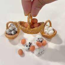 1:12 Scale Mini Egg Basket With Realistic Eggs, Model House Decor, DIY Mini Handmade Eggs, Fairy Garden, Mini Landscape - Multicolor - View 6