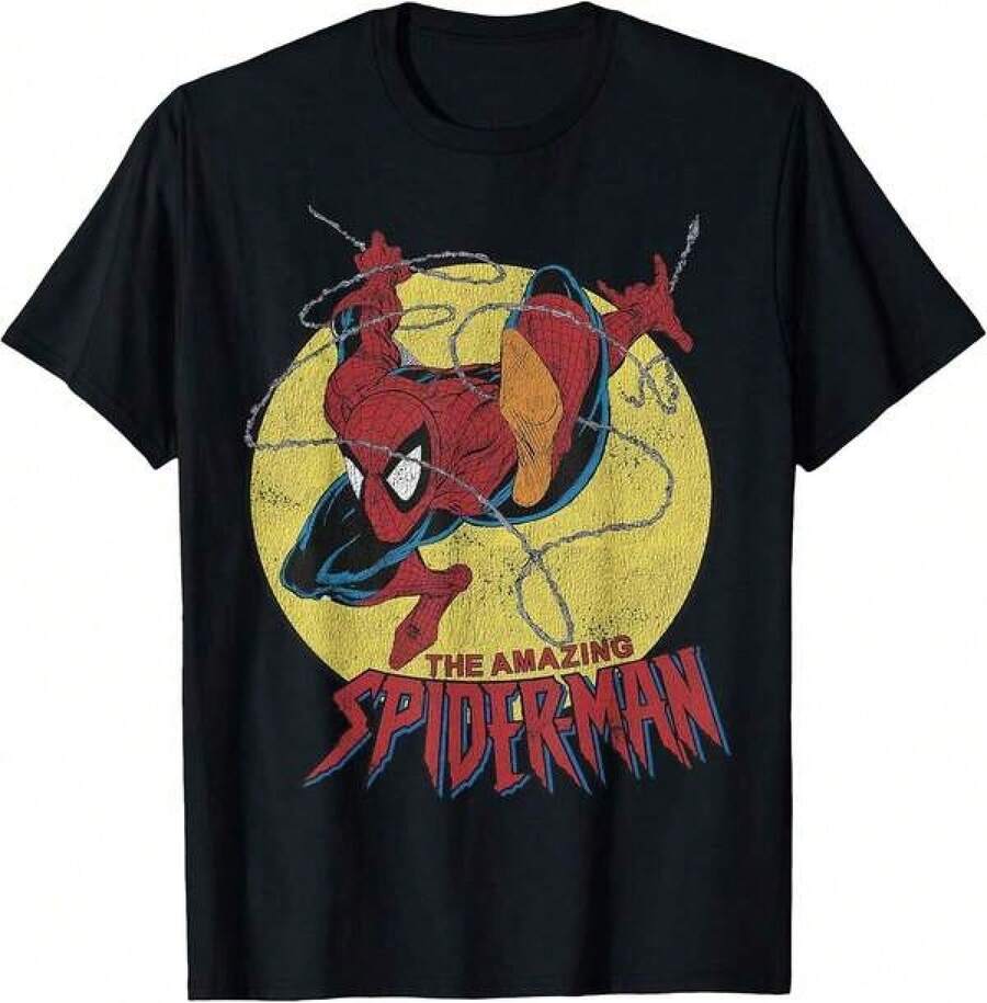 Fashion Print Casual T-Shirt The Amazing SPIDER-MANS Vintage Jump Logo T-Shirt Men Clothes,Tops For Women,Women Tops,Girls Clothes,Boys Clothes,Boys Tshirt,Tops For Girls,Summer Clothes,Funny T Shirts,Graphic Tee,Gym T Shirt,Tops For Going Out,Summer Holiday Outfits Patterned Printed Short Sleeved Top T-Shirt ZLSR - 黑色 - 查看 1