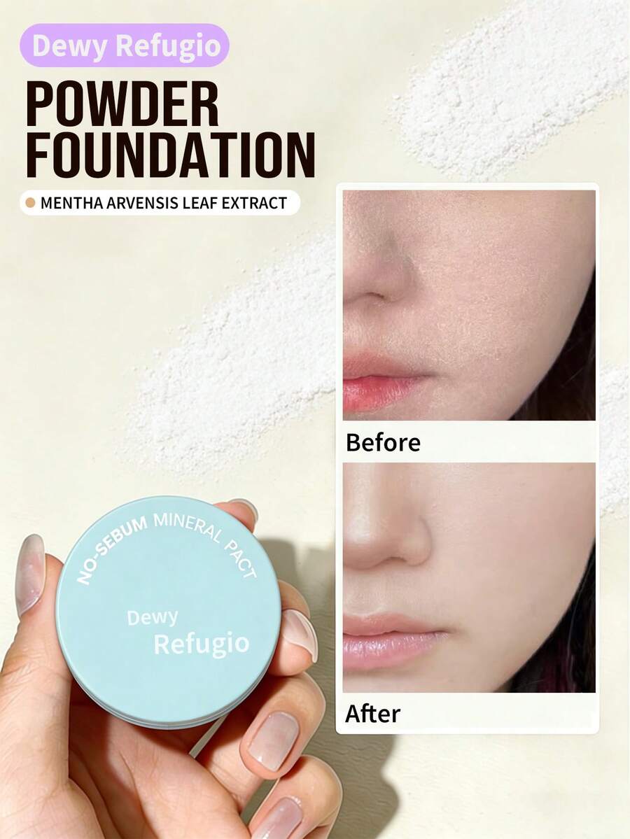 Polvo Compacto Mineral Anti-Sebum TOP 2026 – Control de Grasa, Fijador de Maquillaje, Vegano - 1 pieza - Ver 1