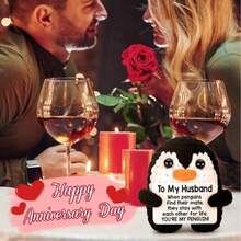 1 Stück handgefertigte gehäkelte Pinguin, Geburtstagsgeschenk für Ehefrau, handgemachtes Pinguin-Jahrestags-Geburtstagsgeschenk für Ehemann, Ich liebe dich, süße sentimentale Dekoration - Verschiedenfarbig - Übersicht 5
