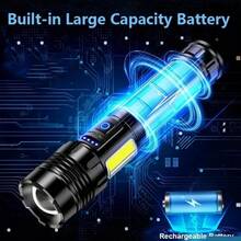 High Power Searchlight Flashlight, Rechargeable Tactical LED Torch With 18650 Battery & Type-C Charging, Super Bright Camping Lamp, Zoomable Spot/Flood Beam, 5 Modes Including Strobe, Durable Water-Resistant Construction For Search Rescue, Hunting, Camping, Hiking, Emergency Kit, Gift For Adventurers First Responders Built-In 1200mAh Battery - Highlight Flashlight - View 12