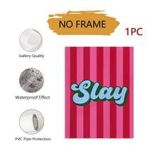 1 pieza Póster de lienzo sin marco, pintura decorativa con eslogan de rayas verticales rosas en contraste retro, decoración de habitación fresca Y2K, arte de pared para apartamento, decoración de pared para dormitorio - Multicolor - Ver 11