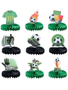 9pcs Soccer Theme Party Honeycomb Decorations, Soccer Party Backdrop Decor, Photo Props, Soccer Birthday Party Decorations, Soccer Sports Party Tabletop Paper Decorations, Soccer Theme Birthday Party Decorations, Home Decor, Room Decor, Soccer Party Table Centerpiece Decorations, World Cup Party Decorations, Soccer Party Supplies, Birthday Gift, Party Favors - Football - View 4