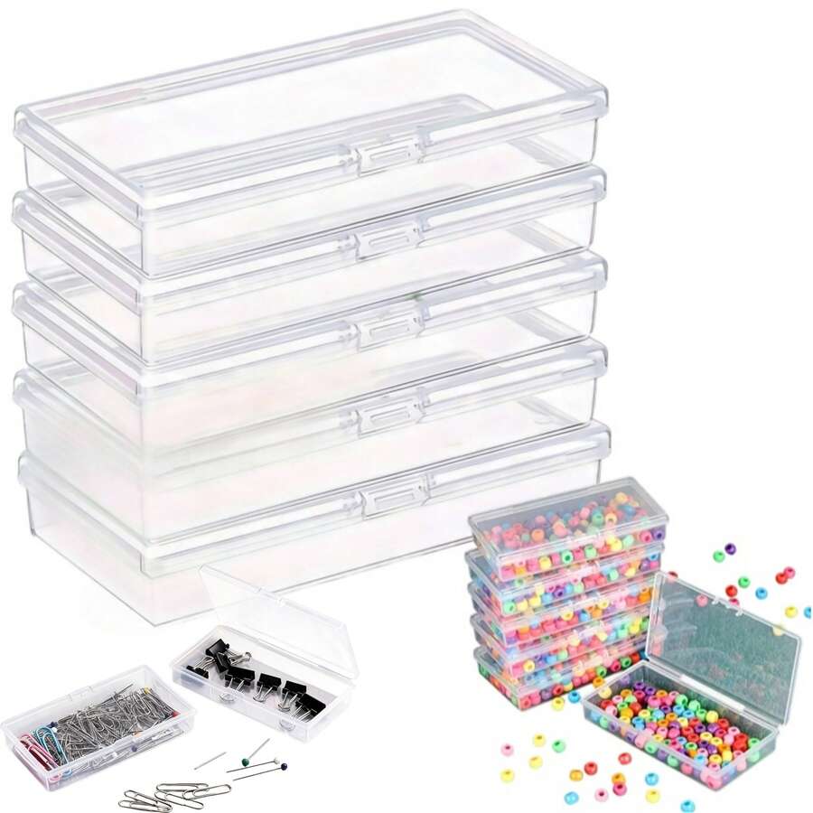 Transparent Plastic Storage Box With Hinged Lid - Clear Storage Container, Suitable For DIY Crafts, Jewelry And Small Items, Secure Latch Design, Stackable For Easy Storage, Jewelry Storage Box - Clear - View 1