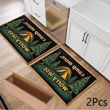 1pc Green Camp Pattern Design, Kitchen Decor, Home Decor, Decorative Mat, Fashion Doormat, Multi-Purpose Mat, Kitchen Floor Mat, Kitchen Mat Set, Kitchen Floor Protector, Comfort Standing Mat, Living Room Bedroom Bathroom Laundry Office Area Rug, Home Decoration Indoor - Multicolor - View 12