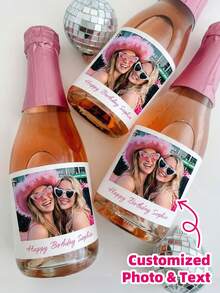 1-8Pcs Customizable Wine Bottle Labels: Stylish And Decorative, These Labels Are Waterproof, Oil-Resistant, And Scratch-Proof. Available In Various Sizes And Supporting Custom Photo Uploads, They Instantly Elevate The Ambiance When Applied To Bottles Of Red Wine, Fruit Wine, Or Sparkling Wine. - Multicolor - View 2