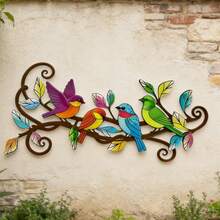 Estatua de pájaro de hierro para exteriores, decoración de pared de metal, decoración del hogar para primavera, decoración de ambiente para el patio en verano - A - Ver 5
