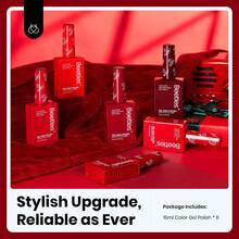 Beetles 15ML 6 Colors Red Gel Nail Polish Set, Shimmer Bloody Red Burgundy Shades, Soak Off UV Full Size Manicure Kit, Colorful Bottle, Salon & DIY Gift For Women - 15ML 6 Colors Shimmer Bloody - 查看 7