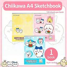 chiikawa 1本高品质素描绘画本，可爱卡通贴纸绘画本，绘画笔记本，新年礼物，情人节礼物，复活节礼物【款式随机】 - 彩色 - 查看 1