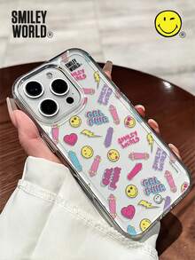 SmileyWorld® | 1pc Shock-Absorbing Full Coverage TPU Material Transparent Phone Case, Yellow Smiley Face Skateboard Lightning Bolt Letter Pattern, UV Printing Craft, Compatible With IPhone 17, 16, 15, 14, 13, 12, 11 Pro Max, Suitable For Holiday Gifts, Commuting, Anti-Drop Highly Attractive - Multicolor - View 4