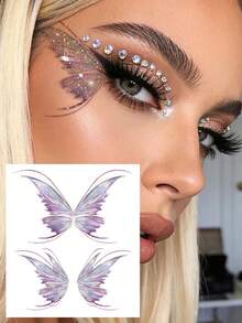STARTTOOS Glitter Gradient Colorful Tattoo Stickers Y2K Shiny Vibrant Butterfly Pattern Small Arm Tattoo Stickers, DIY Wrist Ankle Shoulder Neck Collarbone Body Temporary Tattoo Stickers - Multicolor - View 3