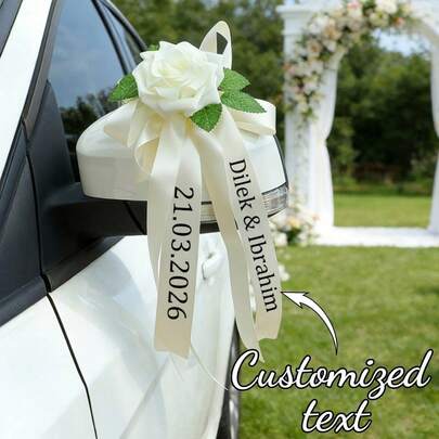 Personalized Wedding Car Decoration Ribbons, Printed With Your Name And Wedding Date, Car Decoration, Wedding Ceremonies