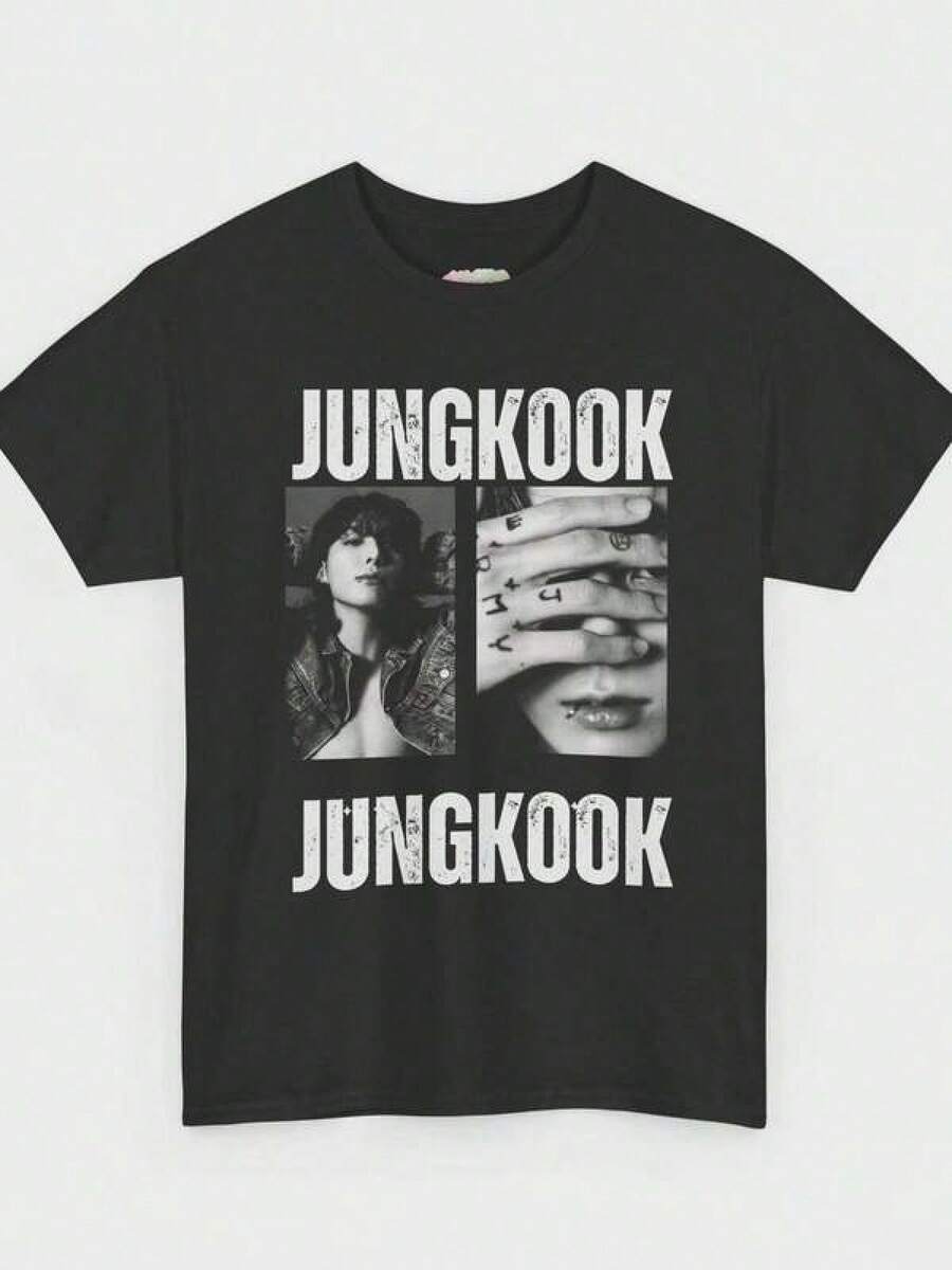Unisex T-Shirt Made Of Pure Cotton, Black And White Photo Collage T-Shirt, Summer T-Shirt, Blouse, Basic Tops, Tops, T-Shirt, Creative Design, Outdoor Play, Cool Style, Fun Design, Great For Outdoor Play - màu đen - Xem 1