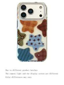 Y2K可爱星星软壳手机壳，适用于 17 Pro Max、17 Pro、17 Air、17、15、16 Pro Max、14 Pro、13、12、11，亮面软壳，礼盒装 - 格紋星星 - 查看 4