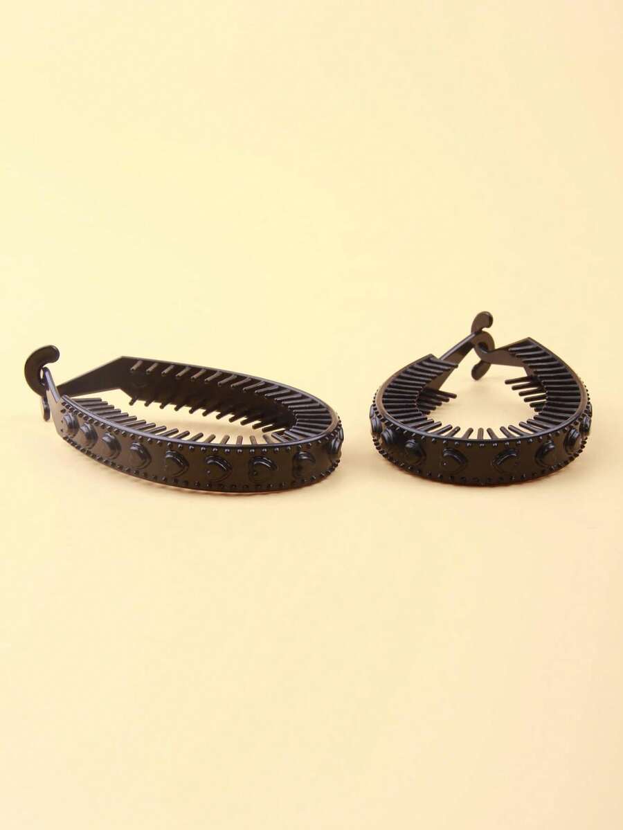 2pcs Heart Decor Banana Clip Casual, Banana Clip Valentine's Day Valentines Hair Clips Claw Clips Hair Claws Hair Barrettes, School Stuff, Hair Accessories, Head Accessories, Hair Accessories For Women, Hairpin - 黑色 - 查看 1