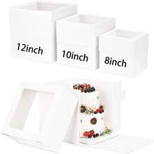 1/5 hộp bánh trong suốt có cửa sổ, kích thước 6"/8"/10"/12", hộp đựng bánh mang đi có nắp đậy, thích hợp làm quà tặng sinh nhật, đám cưới, tiệc lễ, Giáng sinh, Ngày của Mẹ, dùng để đóng gói kẹo, sô cô la, bánh quy, bánh rán, pizza, bánh ngọt, món tráng miệng, dâu tây, bánh macaron, bánh cupcake, bánh bông tuyết, bánh nướng, kẹo truffle, v.v. - Nhiều màu - Xem 7