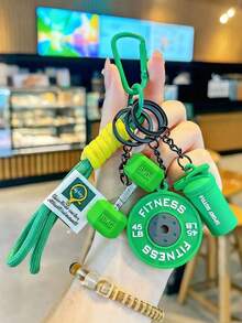 1pc Unisex Dumbbell Shaped Keychain Pendant, Featuring Realistic Dumbbell Design, Versatile As Bag Charm, Decoration Chain, Keychain, Wallet Decor And More. Suitable For Gym Bags, Water Bottles, Backpacks, Crossbody Bags, Handbags, Keychains, Car Decor. An Ideal Accessory For Fashion-Conscious Women Or Fitness-Themed Gifts. Gifts For Mother, Father, Graduation, And Teacher - Multicolor - View 4