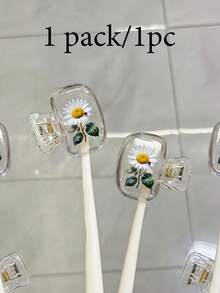 1Pc Daisy Pattern Toothbrush Head Covers, Portable Clear Plastic Toothbrush Protectors, Dustproof Toothbrush Caps For Travel, Home & Bathroom Use - Multicolor - View 8