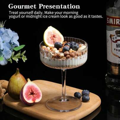 1/2/4/6/12pcs Ribbed Vintage Decorative Martini, Champagne And Cocktail Glasses, 8oz Ripple Cups, Indoor And Outdoor Gift, Suitable For Weddings, Birthdays And Other Large Parties