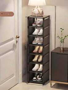 1 pezzo Scaffale per scarpe verticale multistrato rimovibile e installabile, opzioni di colore nero/bianco minimalista. Multistrato stretto impilabile, facile da assemblare. Grande capacità salvaspazio. Adatto per casa, soggiorno, ingresso, mobile per scarpe, può conservare borse e scarpe contemporaneamente. Essenziale per lo stoccaggio di grande capacità in dormitorio, essenziale per affitto, essenziale per il ritorno a scuola e il trasloco - Multicolore - Visualizzare 2