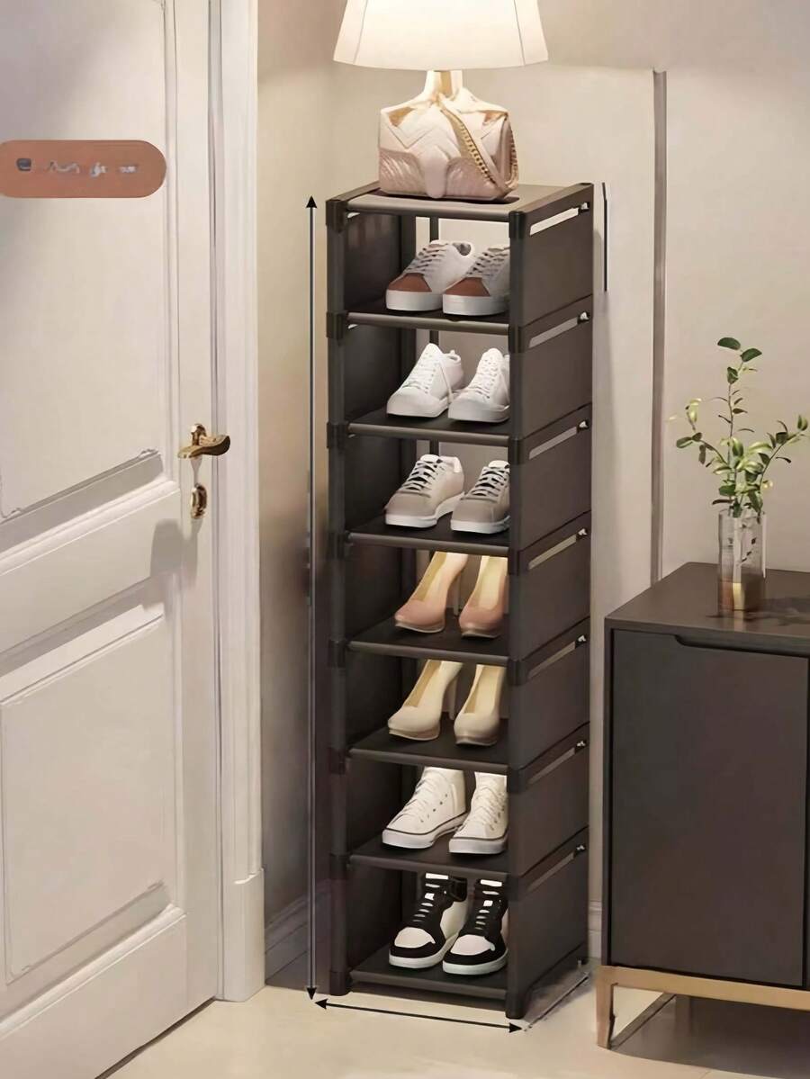 1 pezzo Scaffale per scarpe verticale multistrato rimovibile e installabile, opzioni di colore nero/bianco minimalista. Multistrato stretto impilabile, facile da assemblare. Grande capacità salvaspazio. Adatto per casa, soggiorno, ingresso, mobile per scarpe, può conservare borse e scarpe contemporaneamente. Essenziale per lo stoccaggio di grande capacità in dormitorio, essenziale per affitto, essenziale per il ritorno a scuola e il trasloco