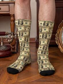 1/3 双美元钞票（100 美元）中筒袜，男士中筒袜，新奇夏季套装 - 彩色 - 查看 2