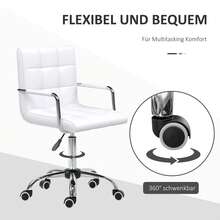 Sorruder Bürostuhl im Retrodesign, höhenverstellbar, 5 Rollen, 52,5 cm x 54 cm x 99 cm, Weiß - Verschiedenfarbig - Übersicht 5