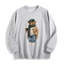 Lucky Teddy Bear St Patricks Day Sweatshirt, Preppy Irish Beer Lover Crewneck, Plaid Shamrock Bear Pub Crawl Sweater,  Teddy Bear Gift - Màu Xám nhạt - Xem 1