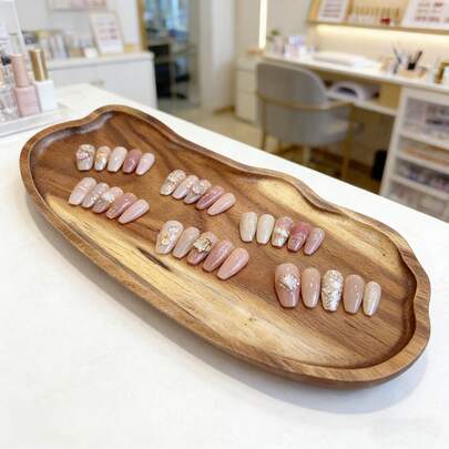 Wooden Cloud-Shaped Nail Polish Tray, Nail Art Tool Accessory Tray, Professional Nail Salon Storage Dish, Nail Kit Display Stand, Suitable For Home And Salon Use