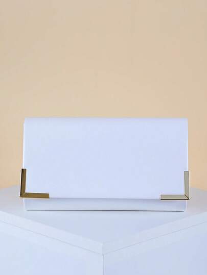 Elegant Women's Clutch Bag, Fashionable Metal Decor Handbag, PU Material With Shiny Metal Bar Decoration, Luxurious Metal Texture Handbag Suitable For Matching Evening Dresses, Parties, Weddings, Graduations, Celebrations, Comes With Metal Chain, Ideal Gift For Female Friends, Valentine's Day, Mother's Day