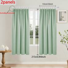 两片式遮光窗帘，100%遮光，简约现代轻盈隔热窗帘，多功能挂袋和背环，适用于客厅、卧室、餐厅、书房、飘窗、阳台 - 綠色 - 查看 12