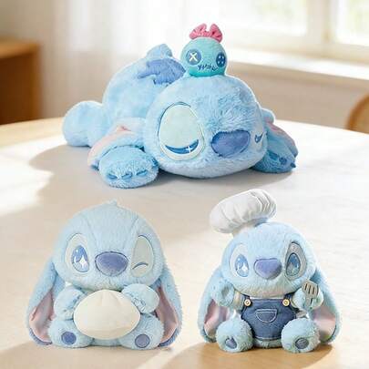 Miniso Disney Stitch Dreamy Planet Lying & Food Party Hug Bun Sitting & Chef Sitting Doll,Adorable Stitch Style,Perfect for Bed & Sofa Decor，Wonderful Gift for Family（1 PC）