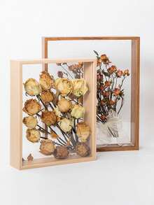 1个DIY木质镂空相框3D干花展示架永生玫瑰手工相框婚礼装饰 - 透明相框 - 查看 4