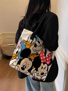 Disney 迪士尼米奇老鼠单肩包，米奇米妮帆布手提包，公主风，高品质可爱卡通单肩手提包，大容量轻便多功能手提包。采用柔软耐用的帆布材质，舒适结实，时尚清新的校园风，适合上学、通勤、购物、作为笔记本电脑包、电脑包、学生手提包、文具收纳包、女孩背包、帆布包。 - 多色 - 查看 1