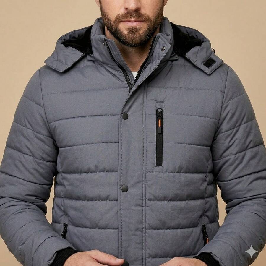 Men's Thermal Jacket With Nylon Lined Bodysuit - Grey - View 1
