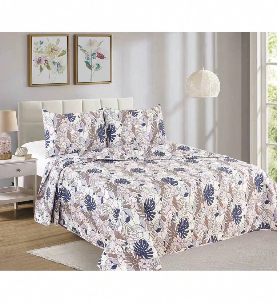 Quilted Bedspread + 2 Pillowcases, Printed For Spring, Summer, Autumn And Winter. 100% Microfiber, 150 X 150 Cm. - Modelo 6 - View 1