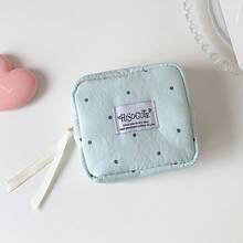 1 pieza Bolsa de maquillaje minimalista para estudiantes, organizador de toallas sanitarias, bolsa esencial de viaje para auriculares rojos - Multicolor - Ver 17
