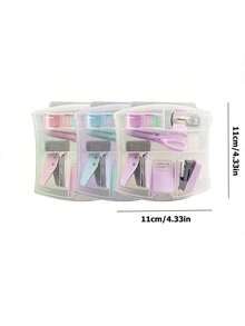1 Set Office Supplies, Desktop Accessories, 8-In-1 Office Stationery Set, Including Hole Puncher, Stapler, Tape Dispenser, Small Tape Roll, Pencil Sharpener, Scissors And 500pcs 10# Staples. Student Stationery Set, Workplace Gift - Perfect Gift For Students And Colleagues. - Multicolor - View 11