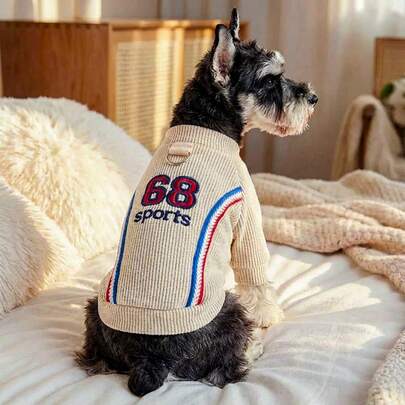 PETCIRCLE 1pc Pet Clothes, Outdoor & Indoor Apparel, European & Korean Style For Poodle, Teddy, Small Dog & Puppy, Casual Comfortable Sports Sweater