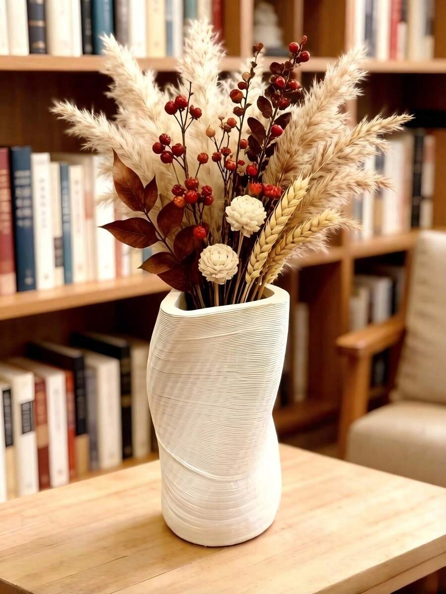1PC Nordic Minimalist Style Resin Vase Minimalist Milky White Art Flower Container Living Room Dining Table Entryway Decorative Ornament Niche Design Irregular Flower Arrangement Container Modern Simple Home Soft Decoration Good Item Light Luxury High-End Desktop Decorative Vase Homestay Showroom Atmosphere Matching Artifact Easy-To-Clean Textured Vase - 1PC - View 1